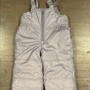 Kids Gray Snow Bib Overalls with Adjustable Straps